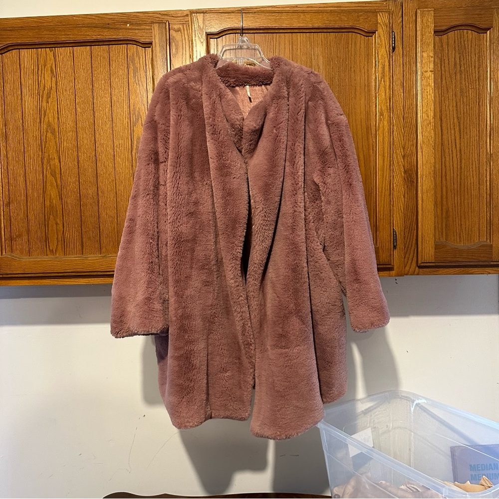 Free People Pink Plush Coat